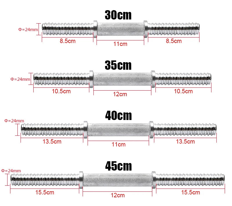 30/34/40/45/50cm Length For Home Gym Fitness Dumbbell Bars With Clamps 25mm Standard Threaded Dumbbell Handles F2105