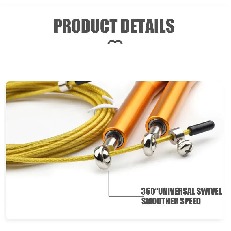 High Fast Speed Rope Wire Rope Jump Skipping Black Rope Aluminum Handle Adjustable Steel For Fitness with Durable Opp Bag