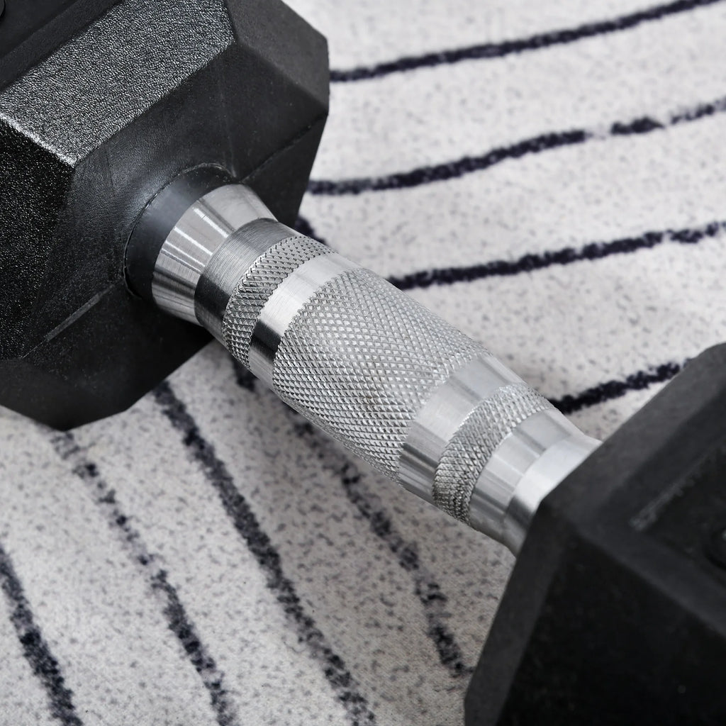 HOMCOM Rubber Dumbbell Sports Hex Weights Sets Home Gym Fitness Hexagonal Dumbbells Kit Weight Lifting Exercise (2 x 10kg)