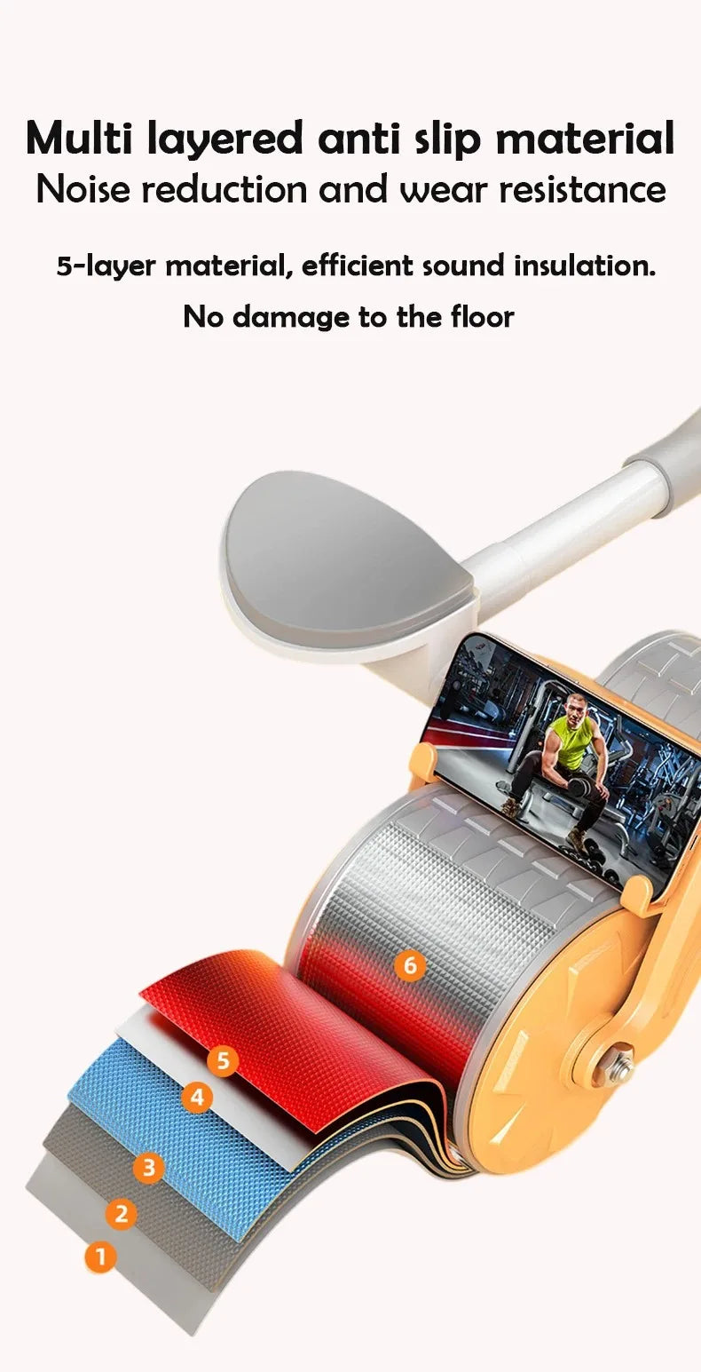 Elbow Support Automatic Rebound Abdominal Wheel Core Muscle Ab Trainer with Counter Display Fitness Exercise Roller Wheel